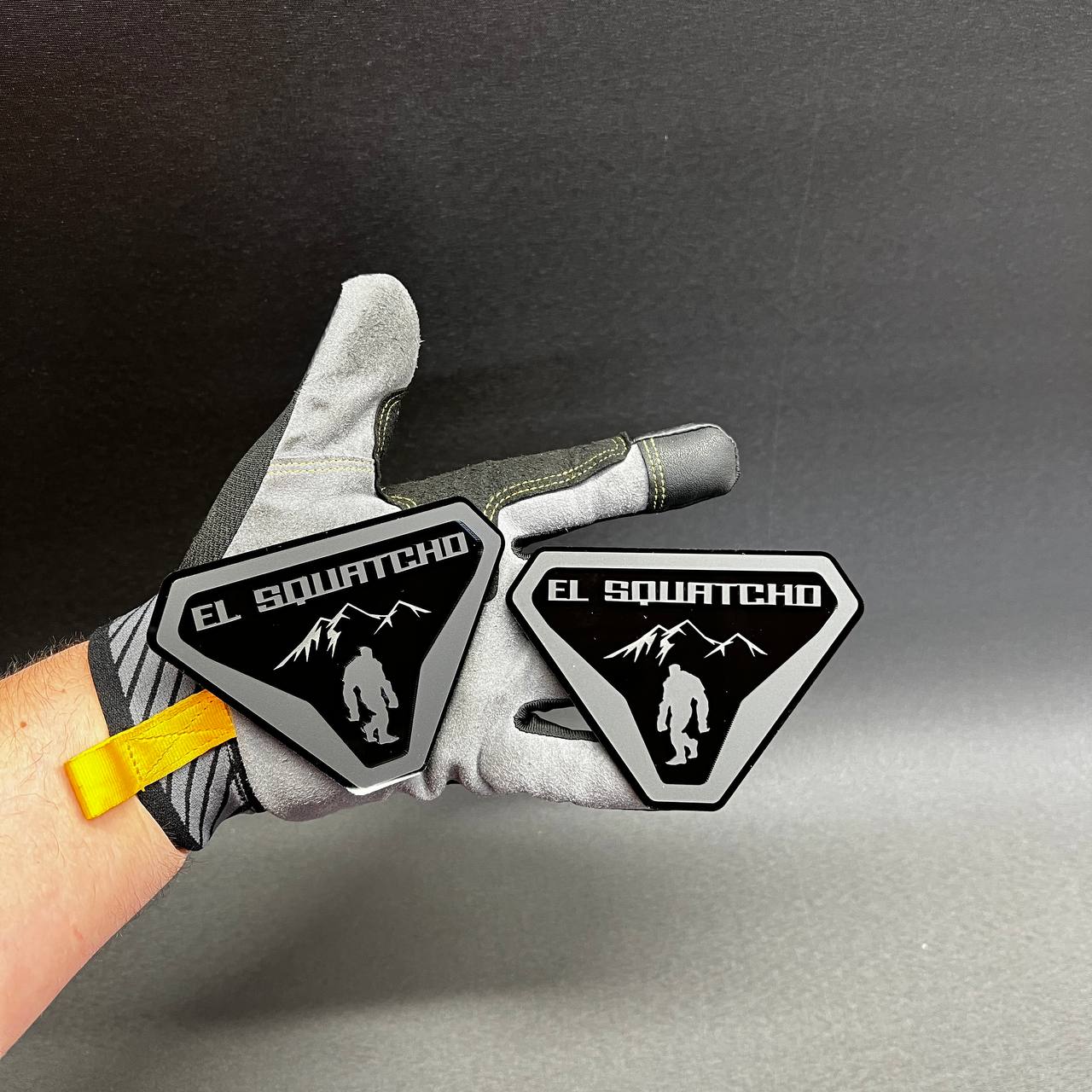 EL SQUATCHO car badge fender emblem fits Bronco with black and silver mountain design