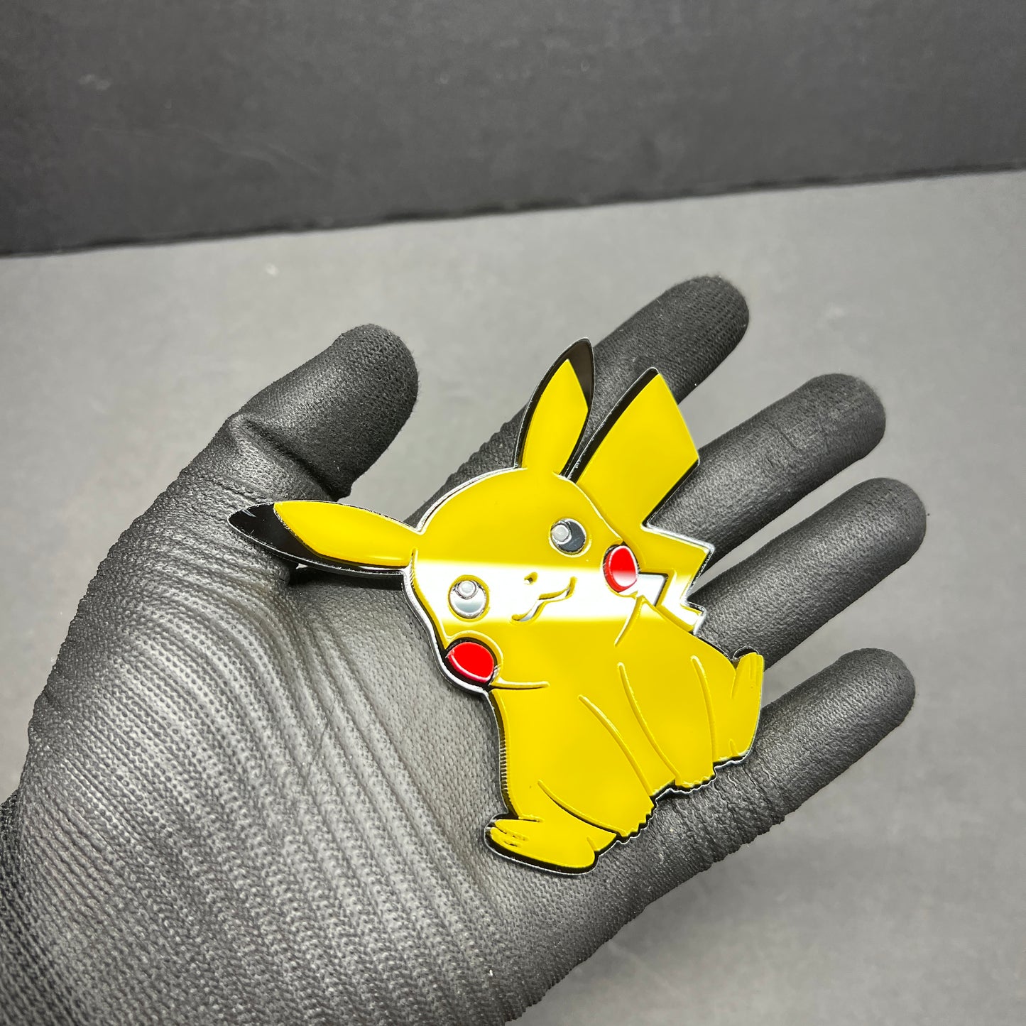 Cute picachu inspired auto badge with strong 3M adhesive backing