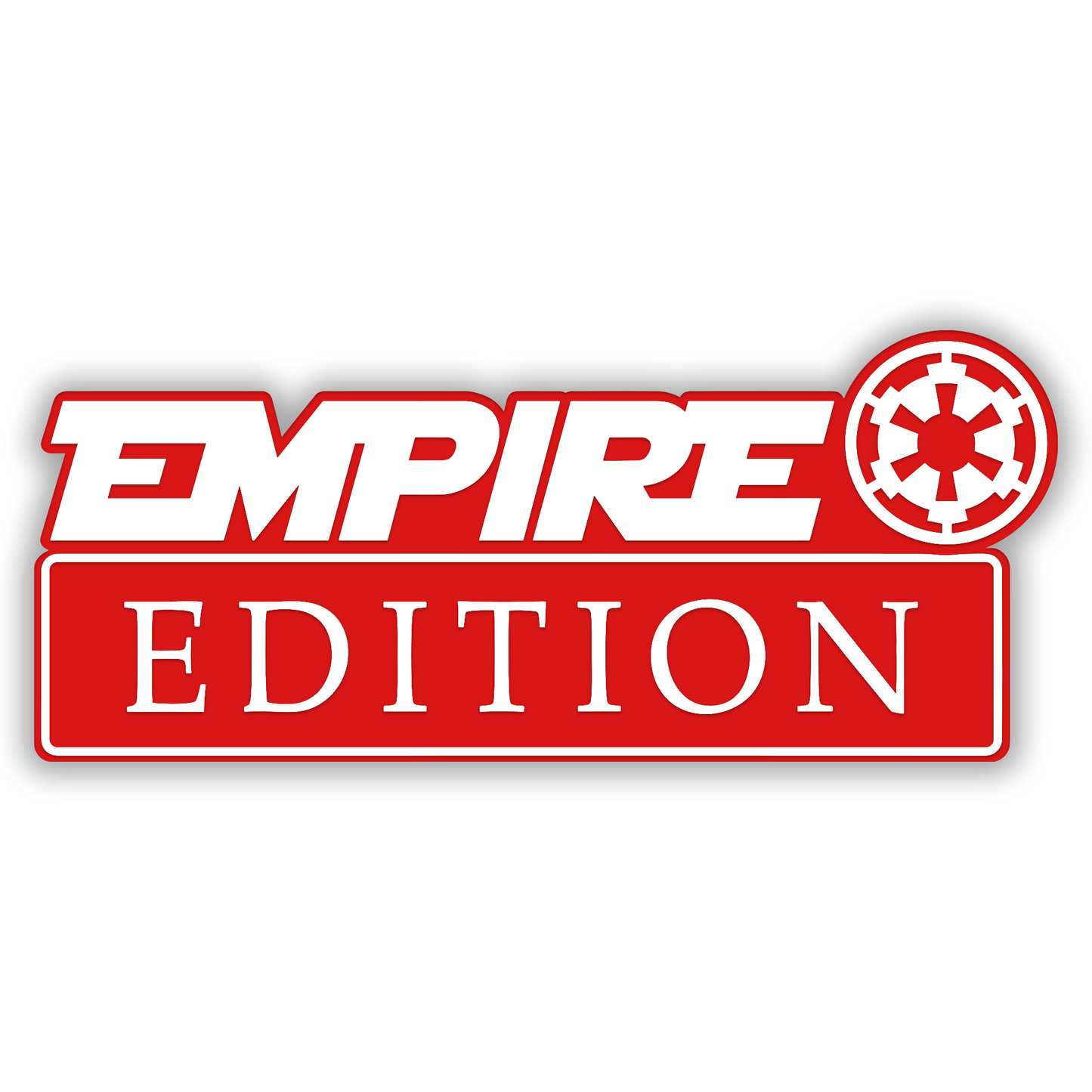 Empire Edition car fender emblem with brushed silver and black contrast design