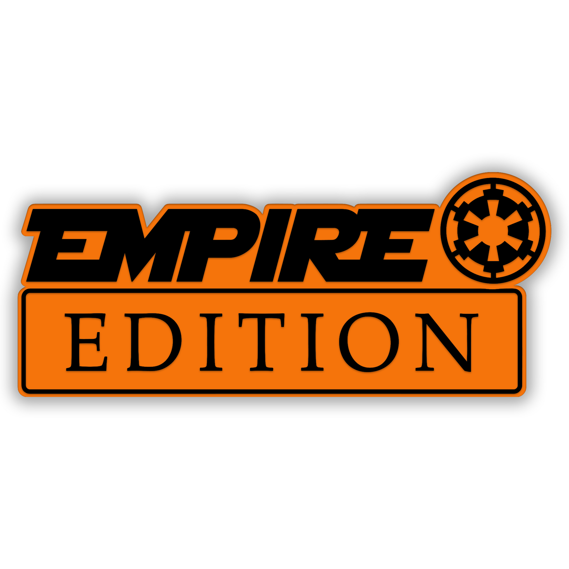 Empire Edition brushed silver car emblem with bold black engraved design