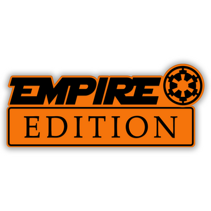 Empire Edition brushed silver car emblem with bold black engraved design