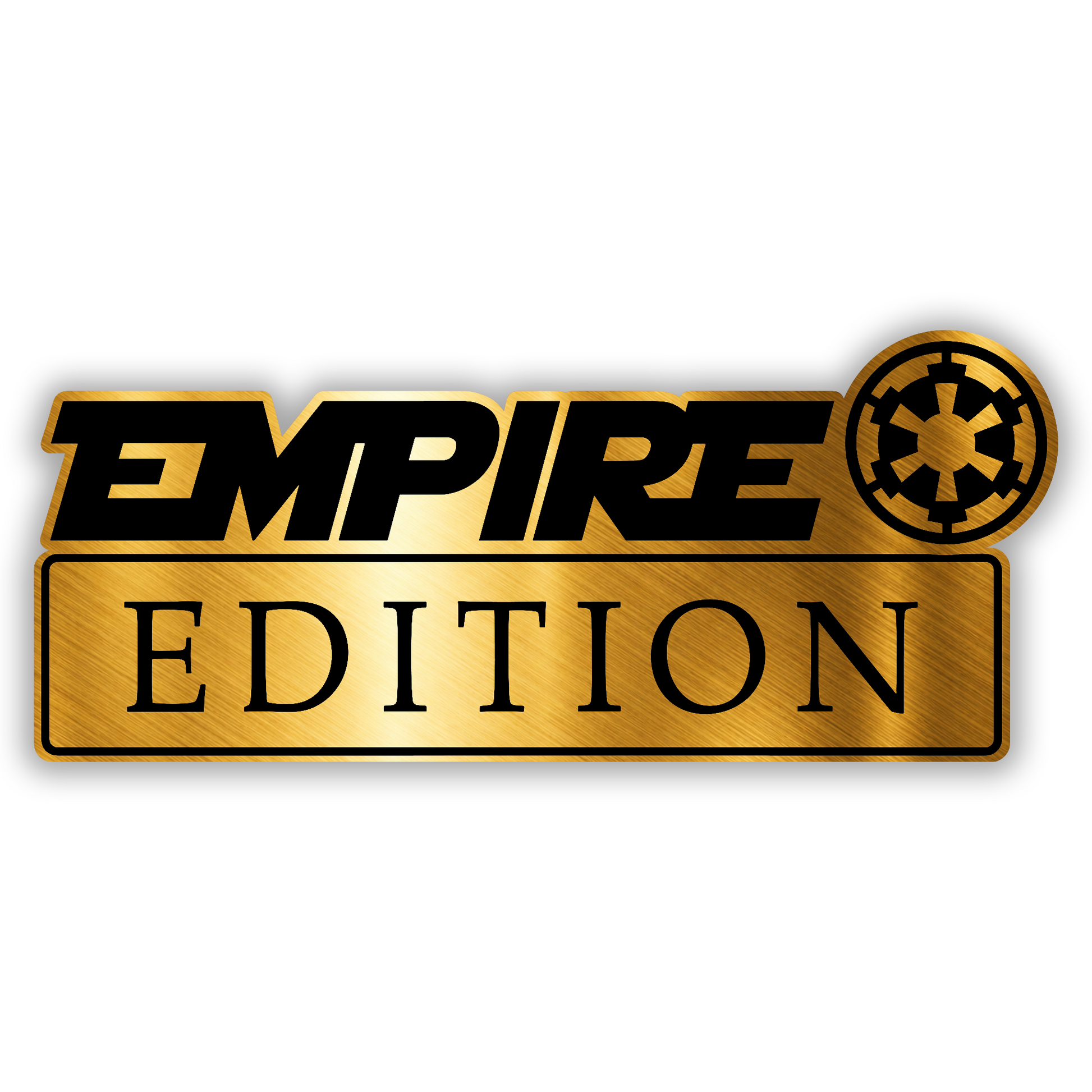 Brushed silver Empire Edition vehicle emblem with detailed engraved lettering