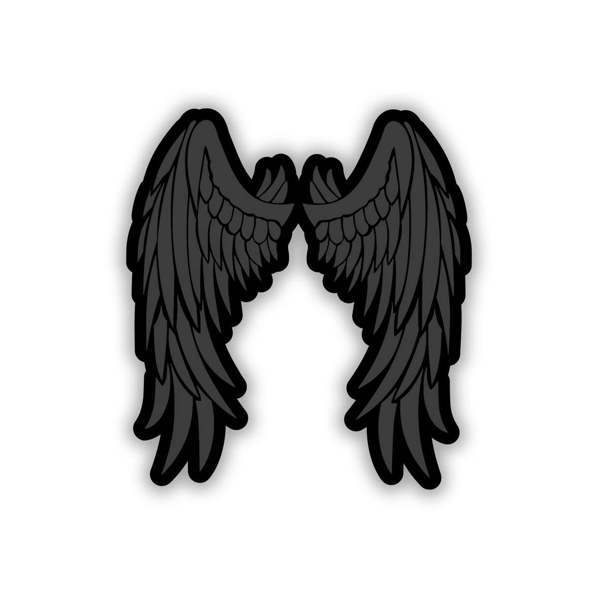 WINGS exterior car badge fender emblem with bold black and metallic silver design.