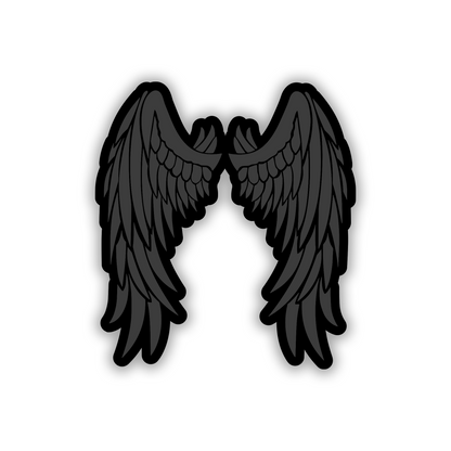 WINGS exterior car badge fender emblem with bold black and metallic silver design.