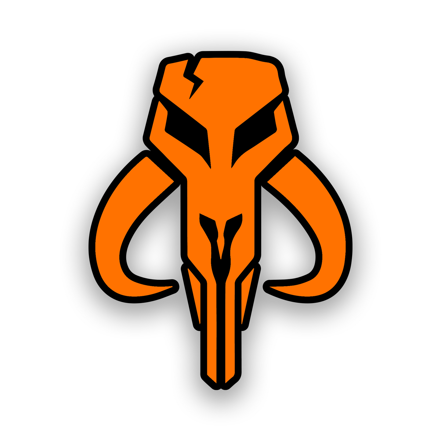 Mandalorian bounty hunter inspired car emblem with detailed engraved helmet design