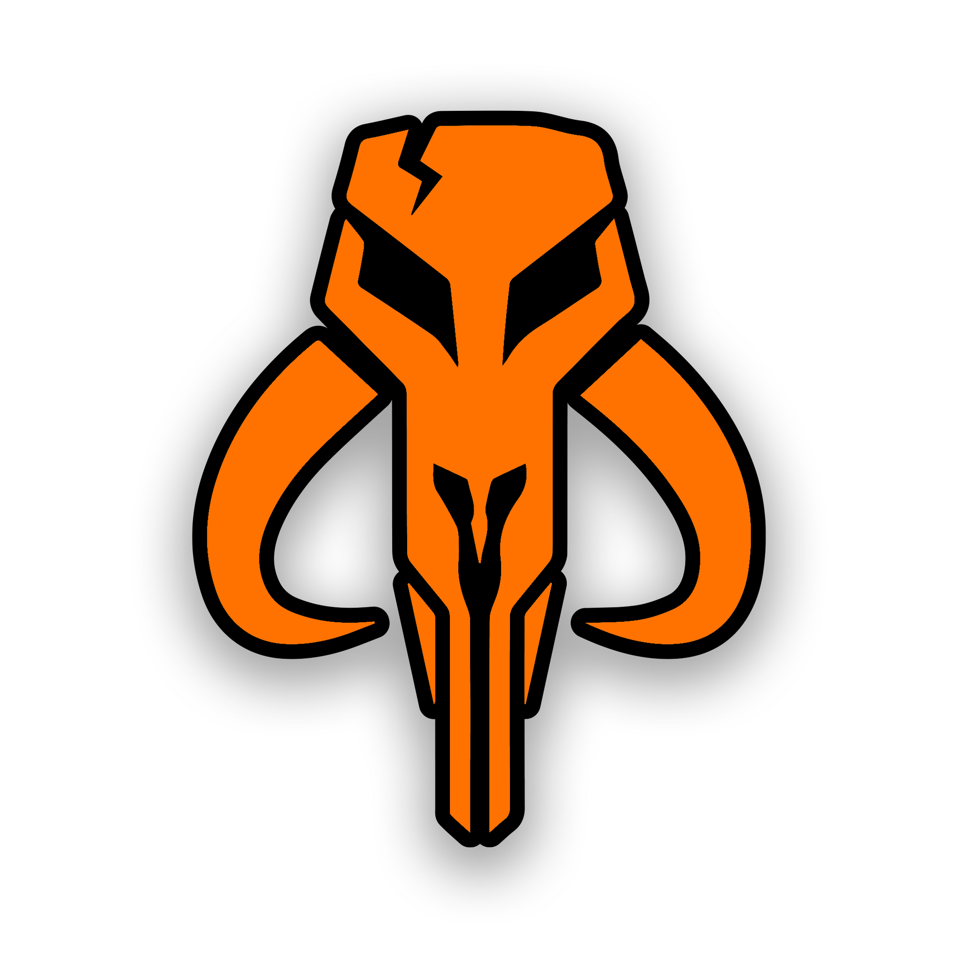 Mandalorian bounty hunter inspired car emblem with detailed engraved helmet design