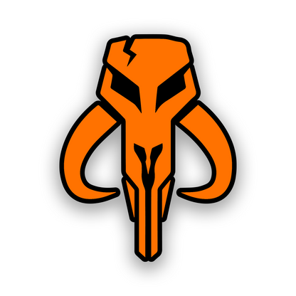 Mandalorian bounty hunter inspired car emblem with detailed engraved helmet design