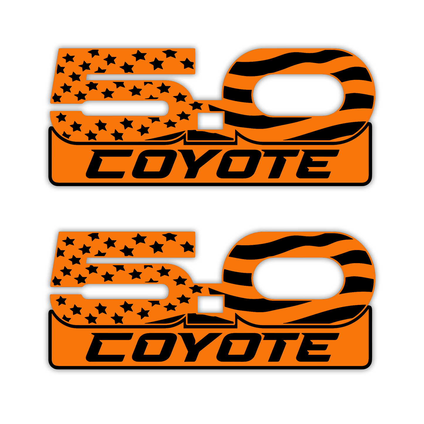Coyote 5.0 American flag replacement style emblem for car exterior