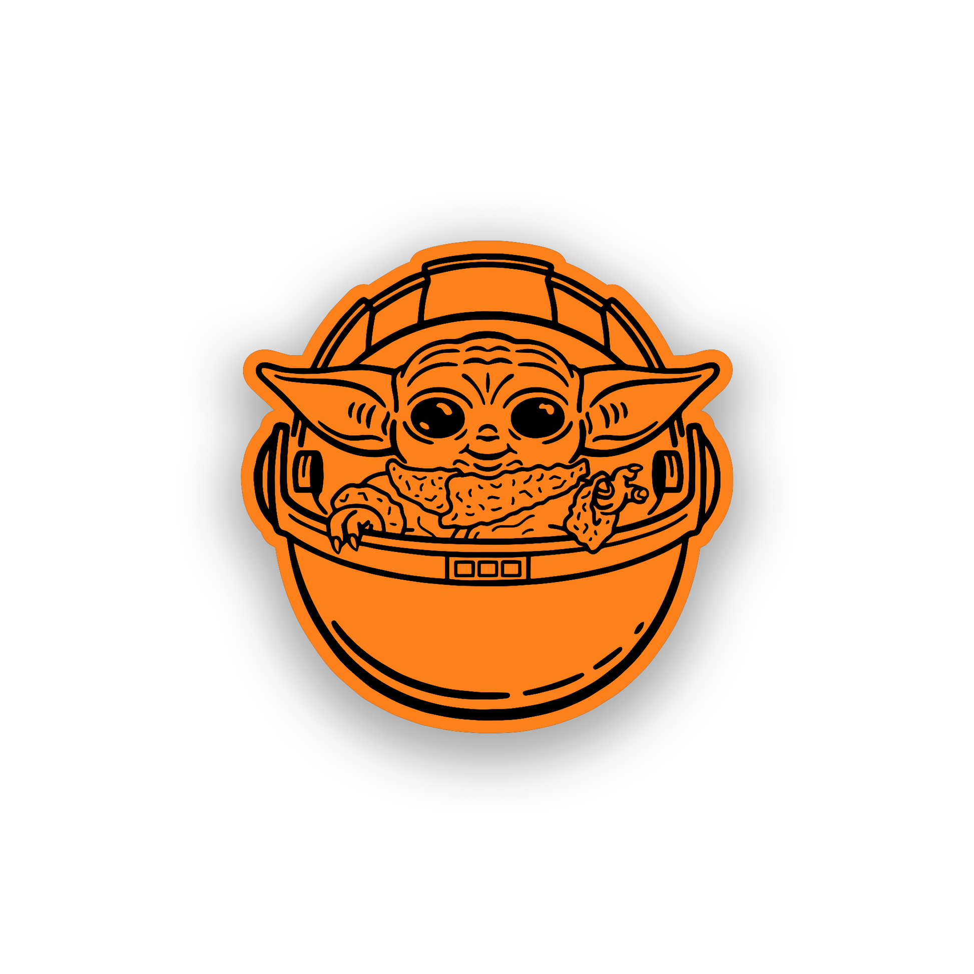 Laser engraved Grogu inspired car badge for custom vehicle exterior styling