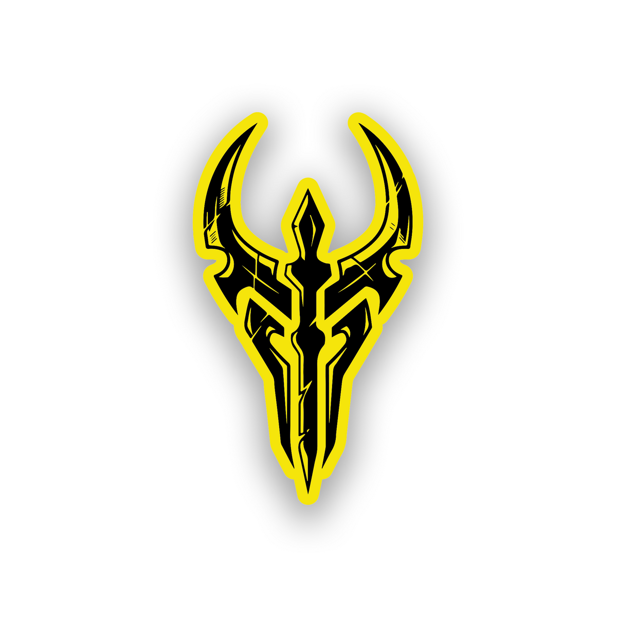 Galactic warrior mask car badge with precision engraved sci fi artwork