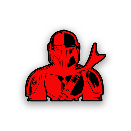 Mandalorian warrior helmet car badge with precision engraved galactic artwork