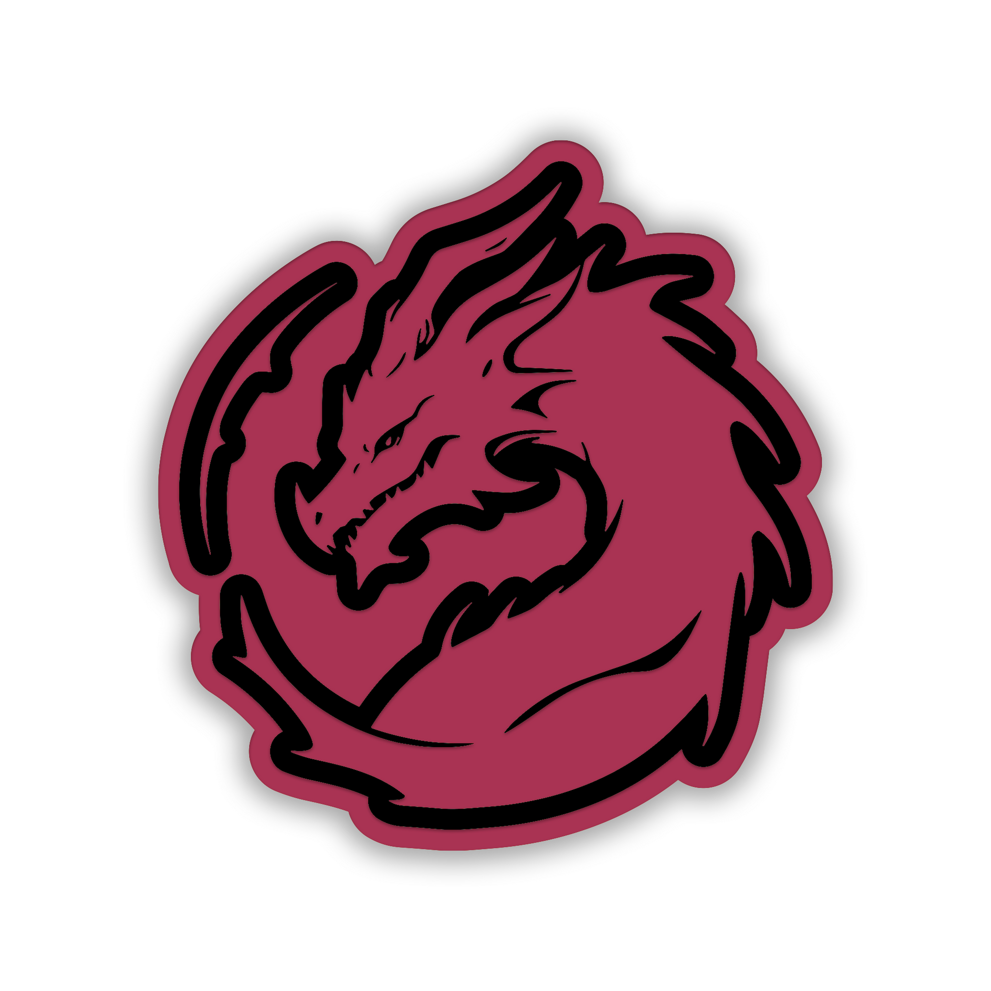 Engraved dragon head auto emblem with aggressive fantasy dragon design