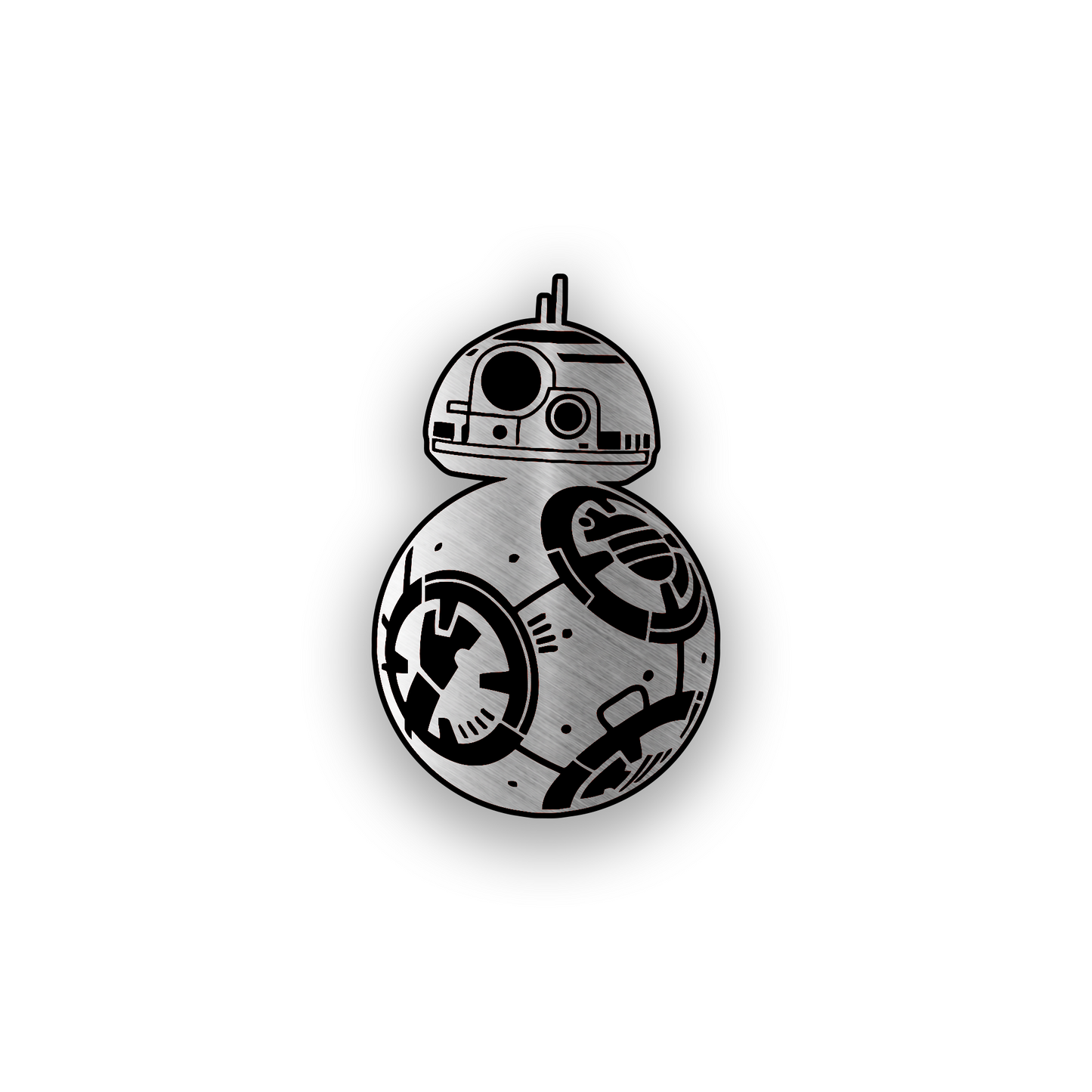 Star Wars inspired droid car badge with engraved sci fi robot emblem design