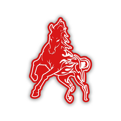 Flame Horse exterior car badge with brushed silver and black finish