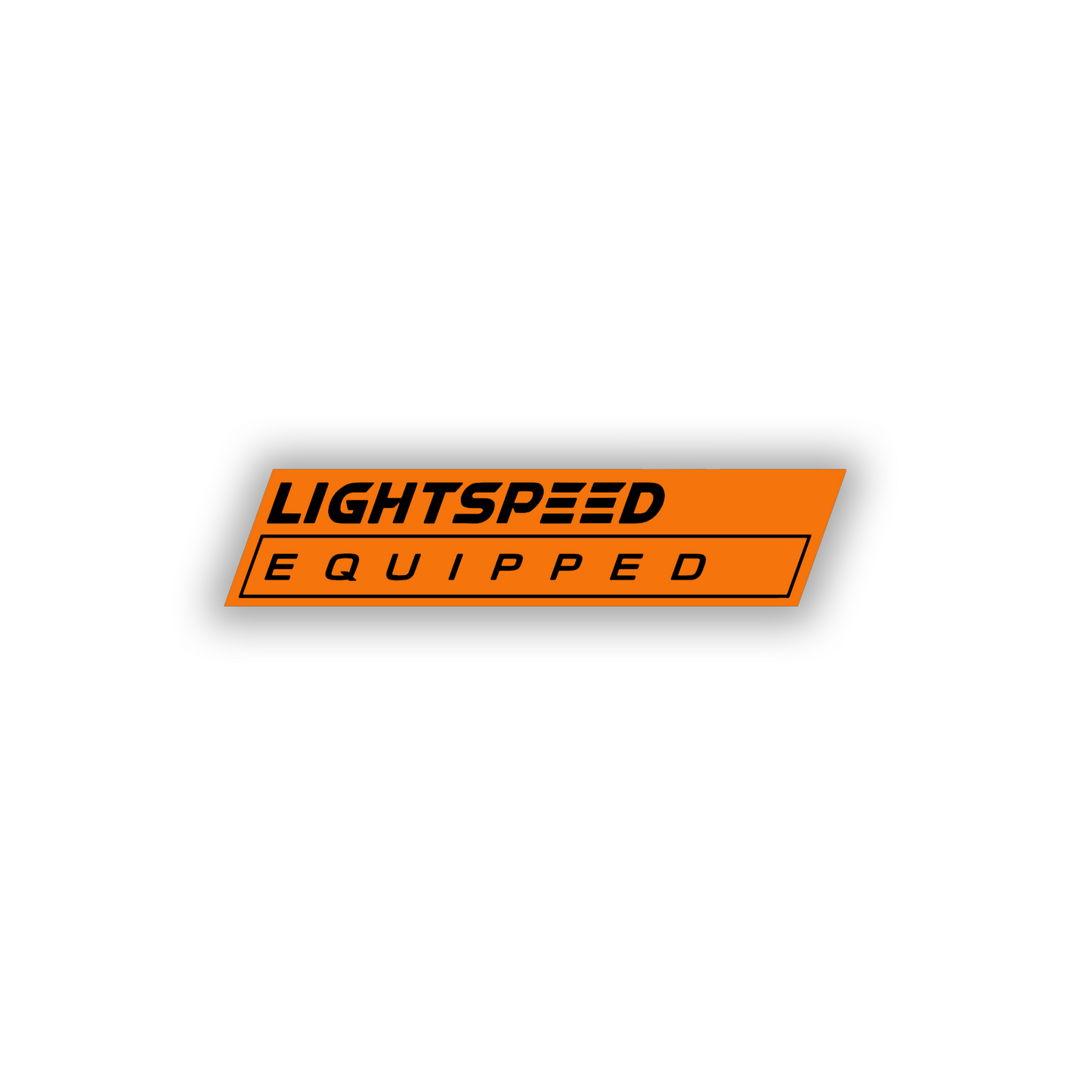 Custom-style Lightspeed Equipped vehicle badge in metallic silver