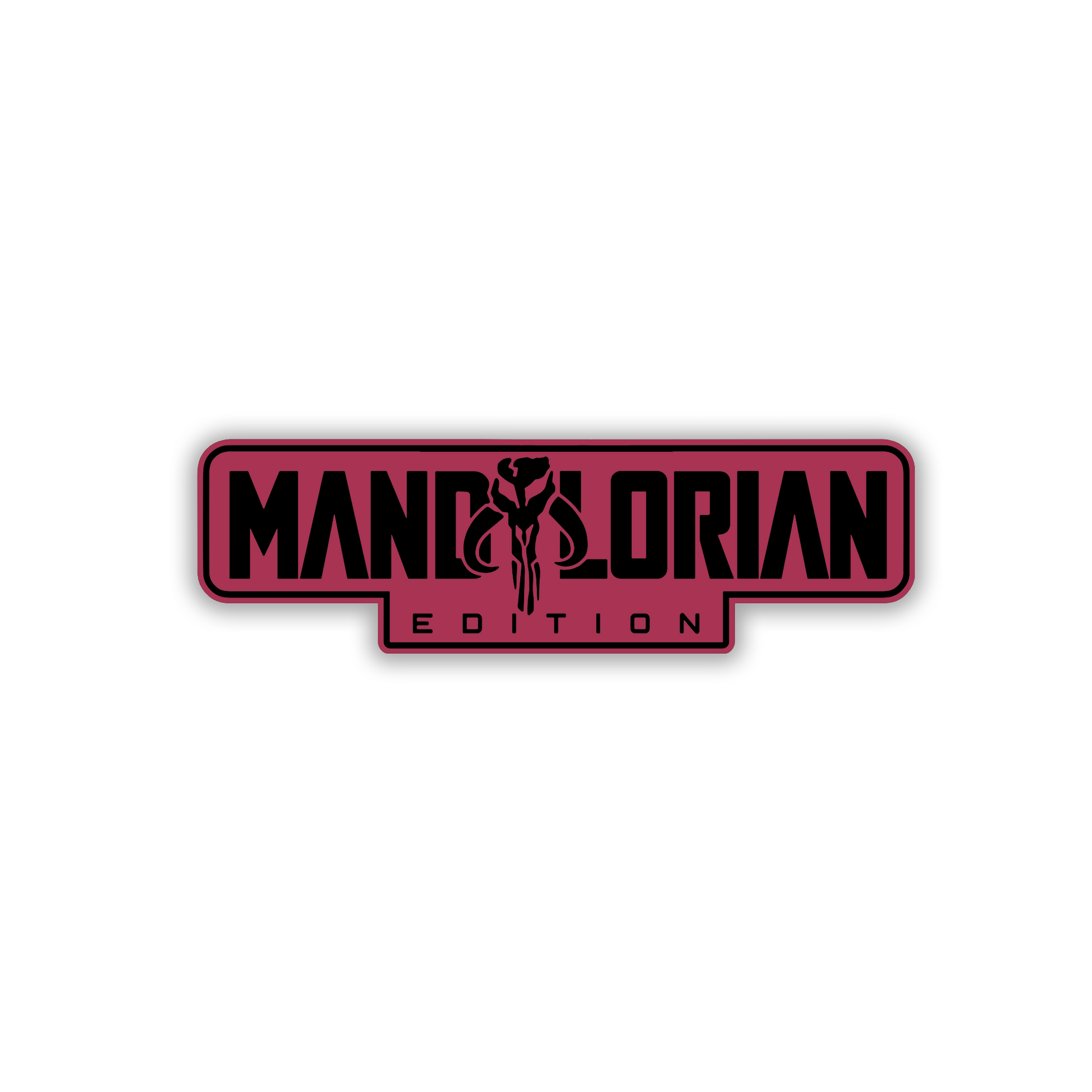 Silver Mandalorian Edition vehicle emblem with engraved black lettering