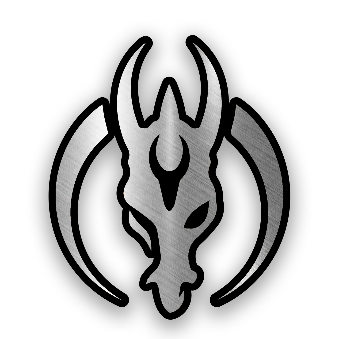 Mandalorian Mercs inspired engraved car badge with bold sci fi emblem design