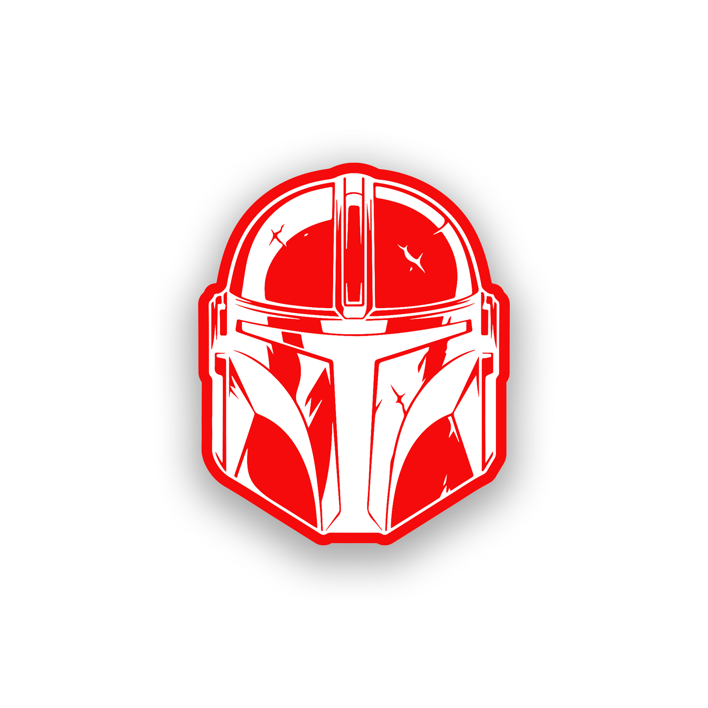 Galactic warrior car emblem featuring a detailed Mandalorian style helmet