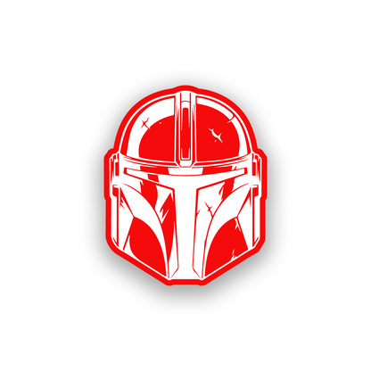 Galactic warrior car emblem featuring a detailed Mandalorian style helmet