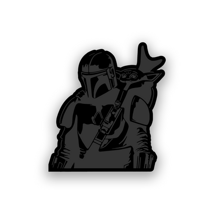 Custom Mando inspired car emblem with bold engraved helmet design