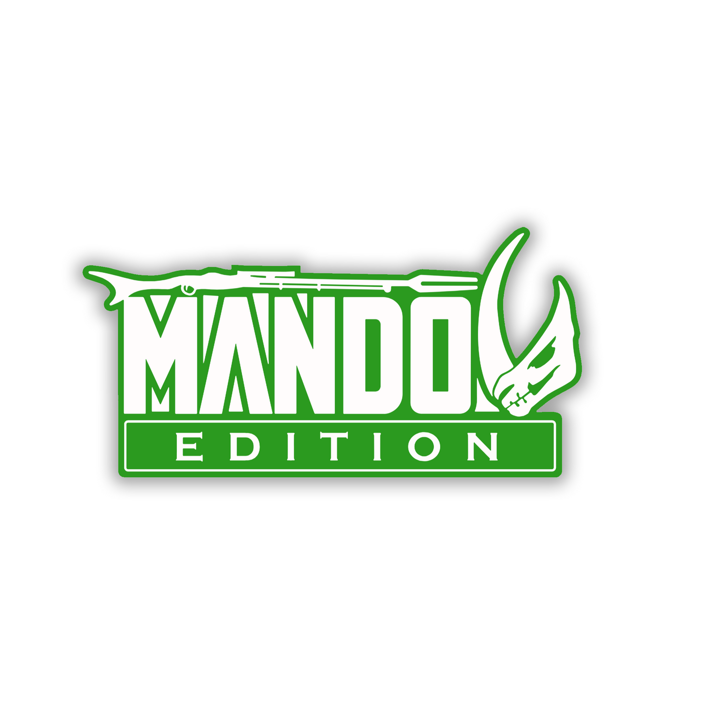 Custom engraved Mando Mudhorn exterior car badge with adhesive backing