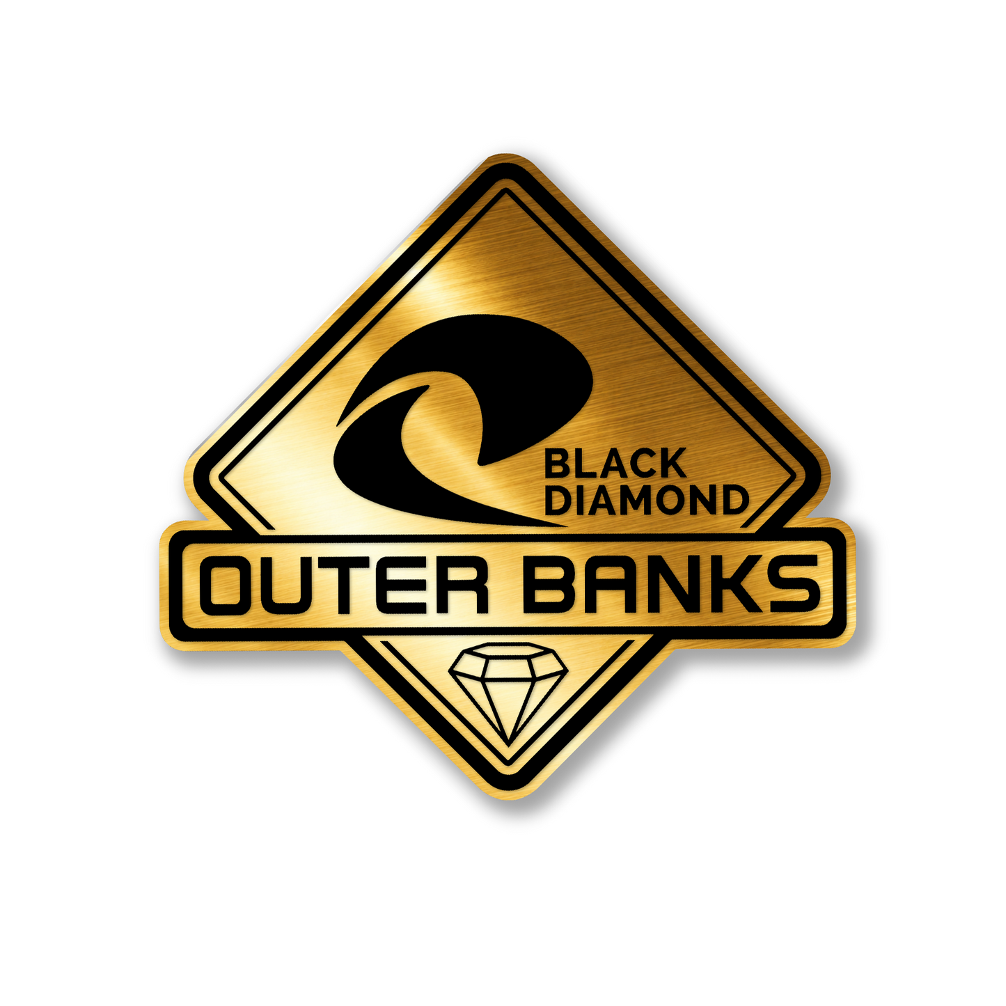 Layered acrylic Outer Banks Black Diamond emblem for truck, SUV, or off-road vehicle customization.