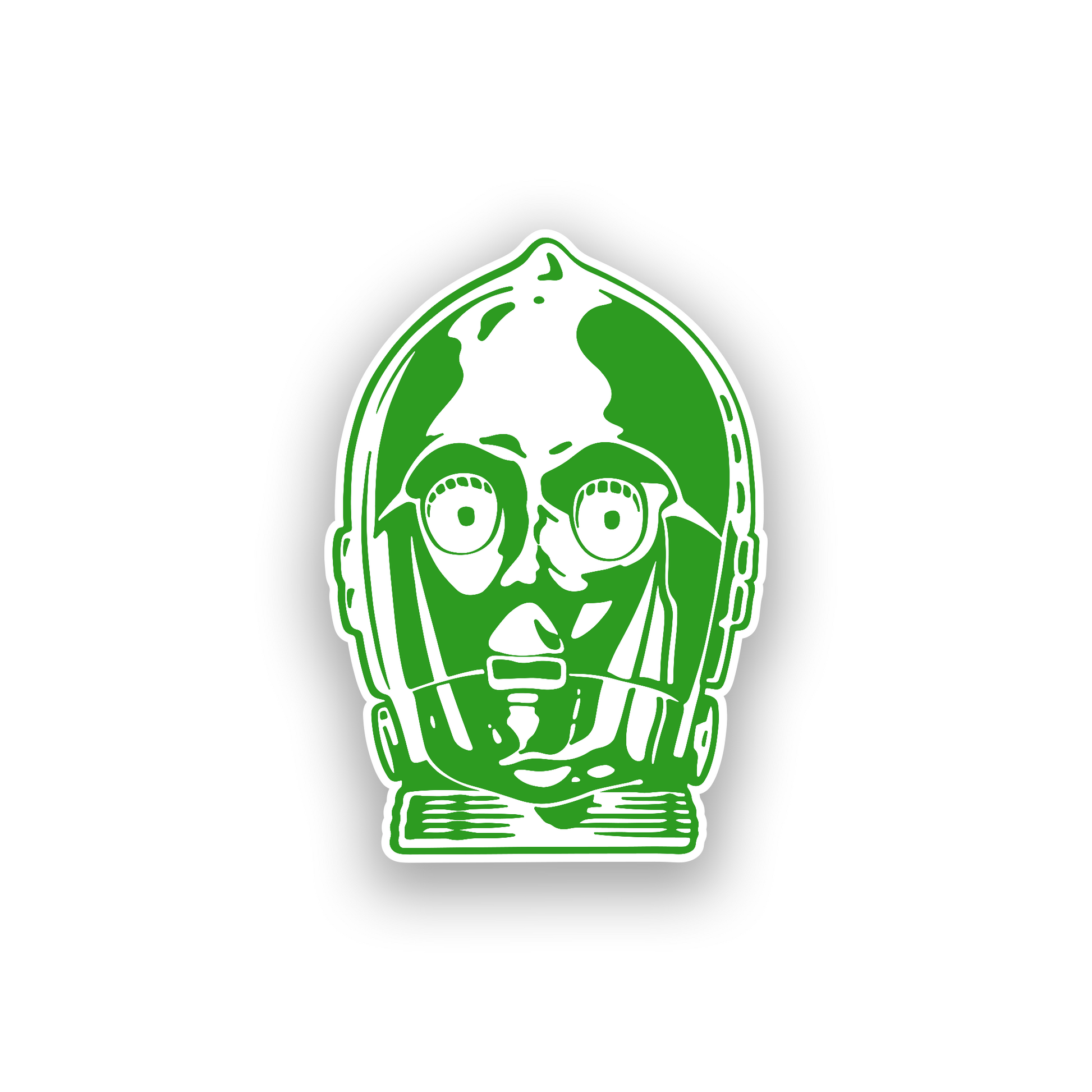 Laser engraved C-3PO inspired badge for custom vehicle exterior styling