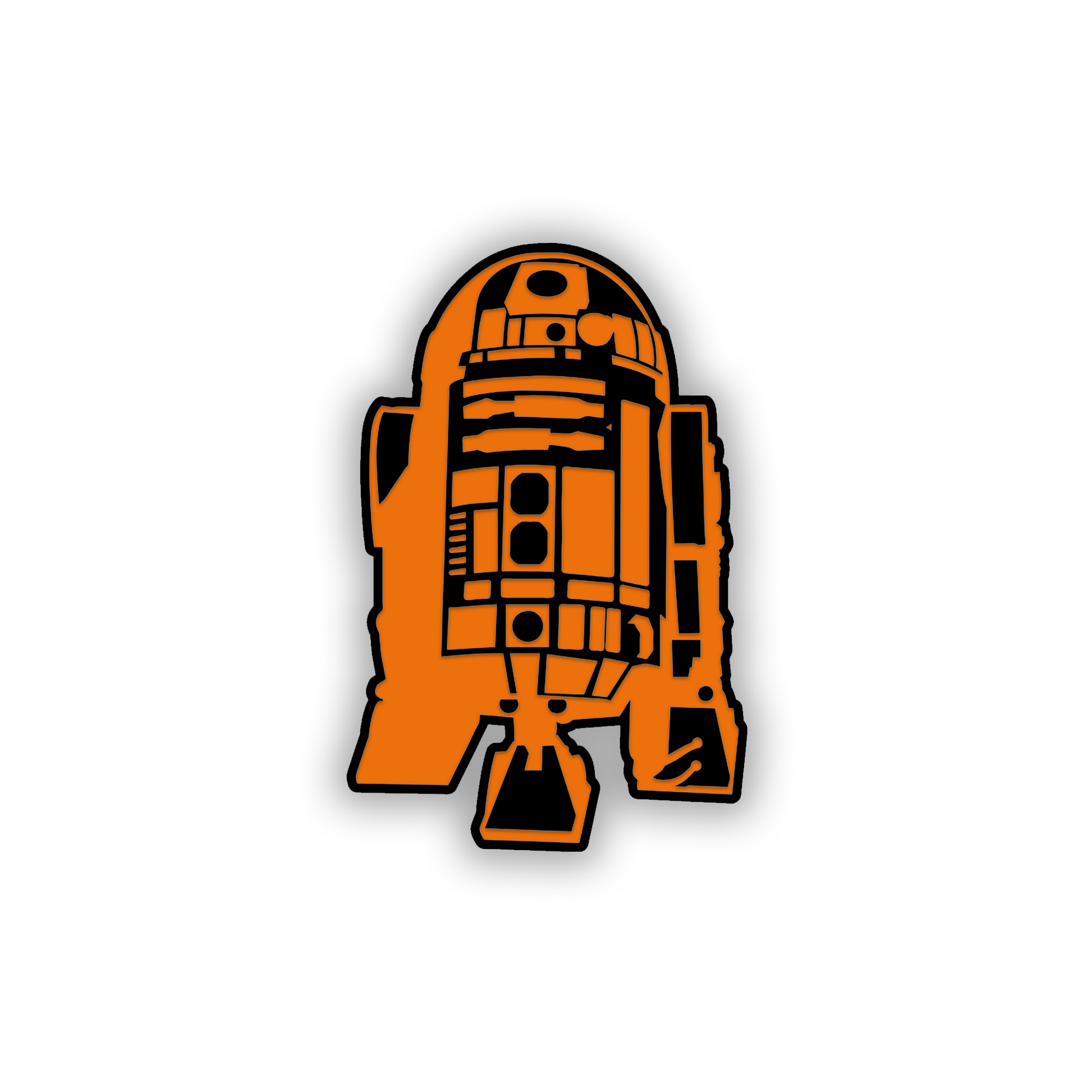 Decorative R2D2 droid automotive emblem with precision engraved details