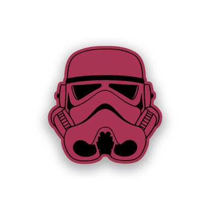 Custom galactic car emblem with precision engraved helmet artwork