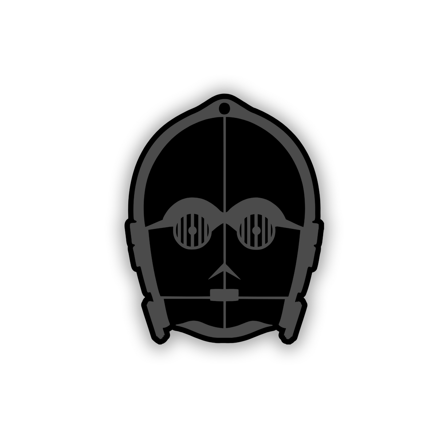Engraved silver droid truck emblem for exterior vehicle customization