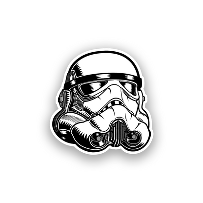 Galactic trooper inspired car emblem with detailed engraved space themed logo