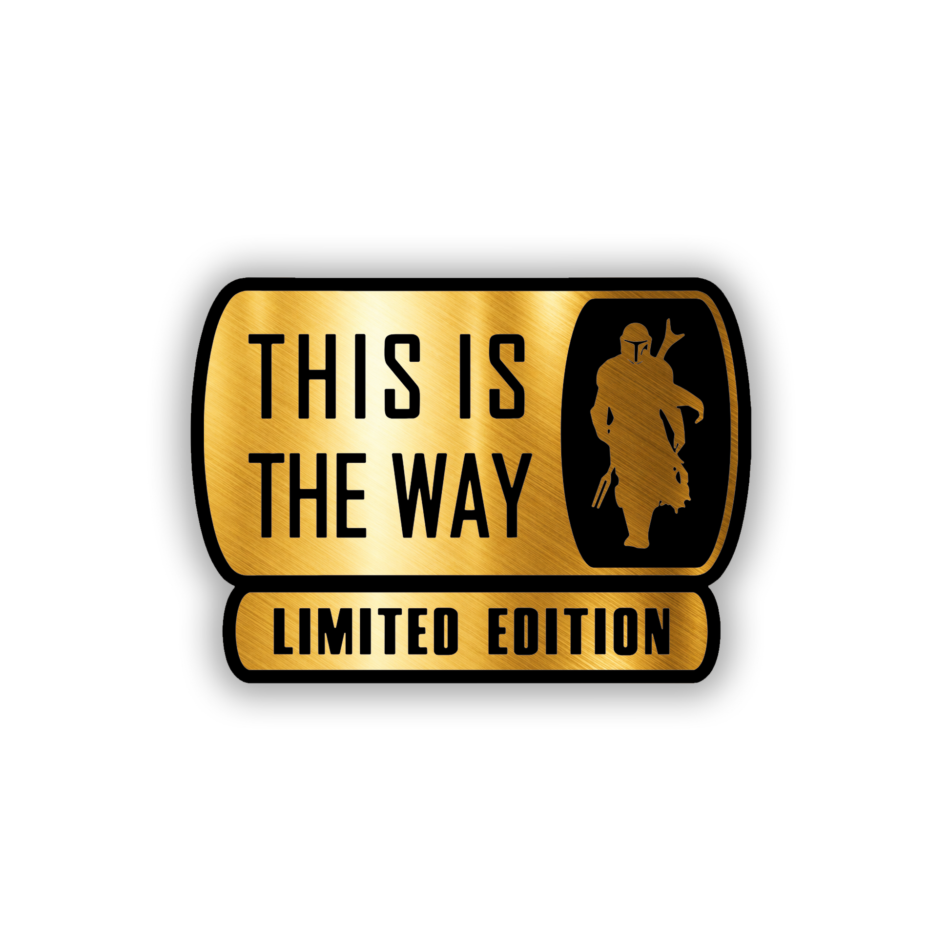 Sci-fi warrior engraved truck badge featuring This Is the Way text