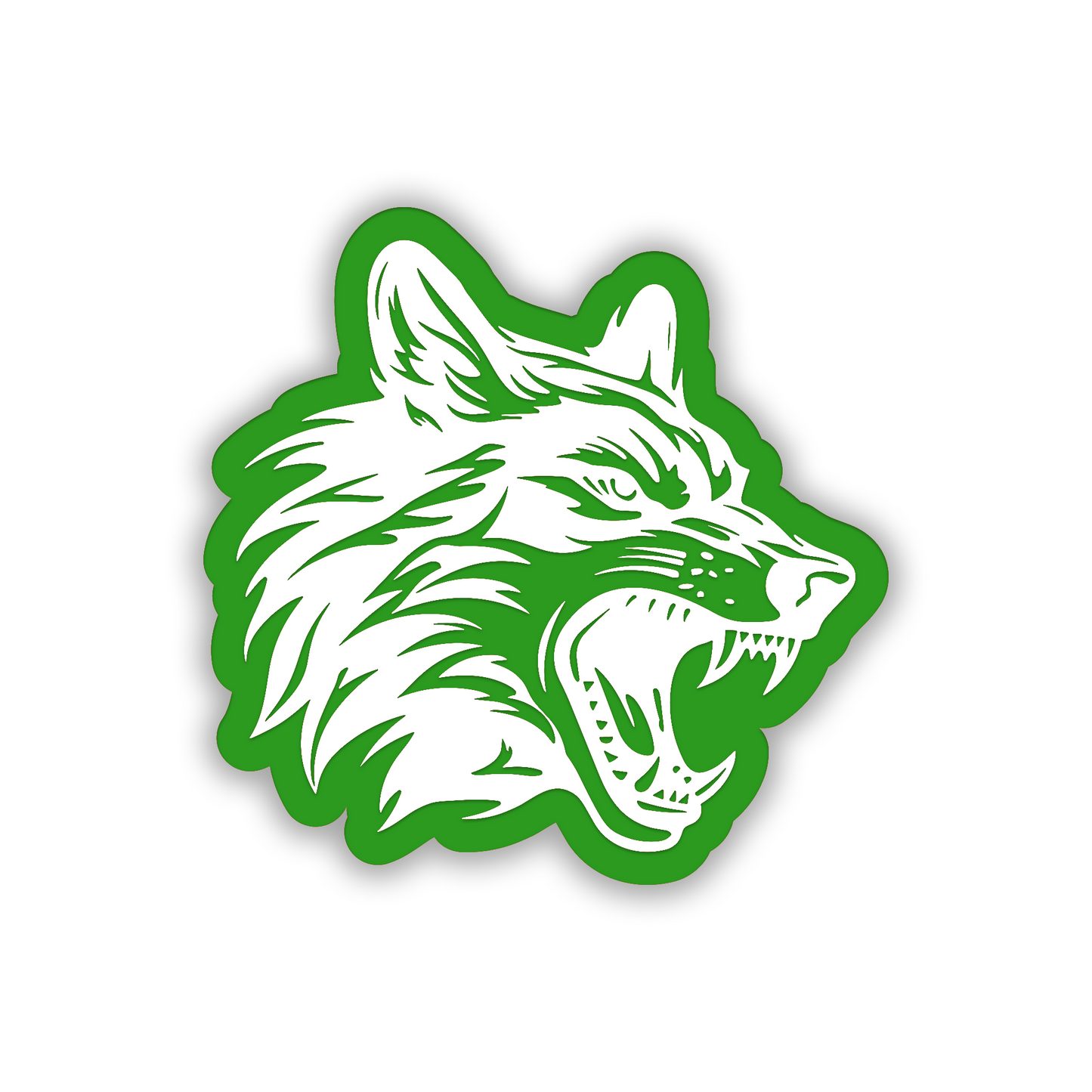 Wolf head fender emblem engraved automotive badge with bold predator design