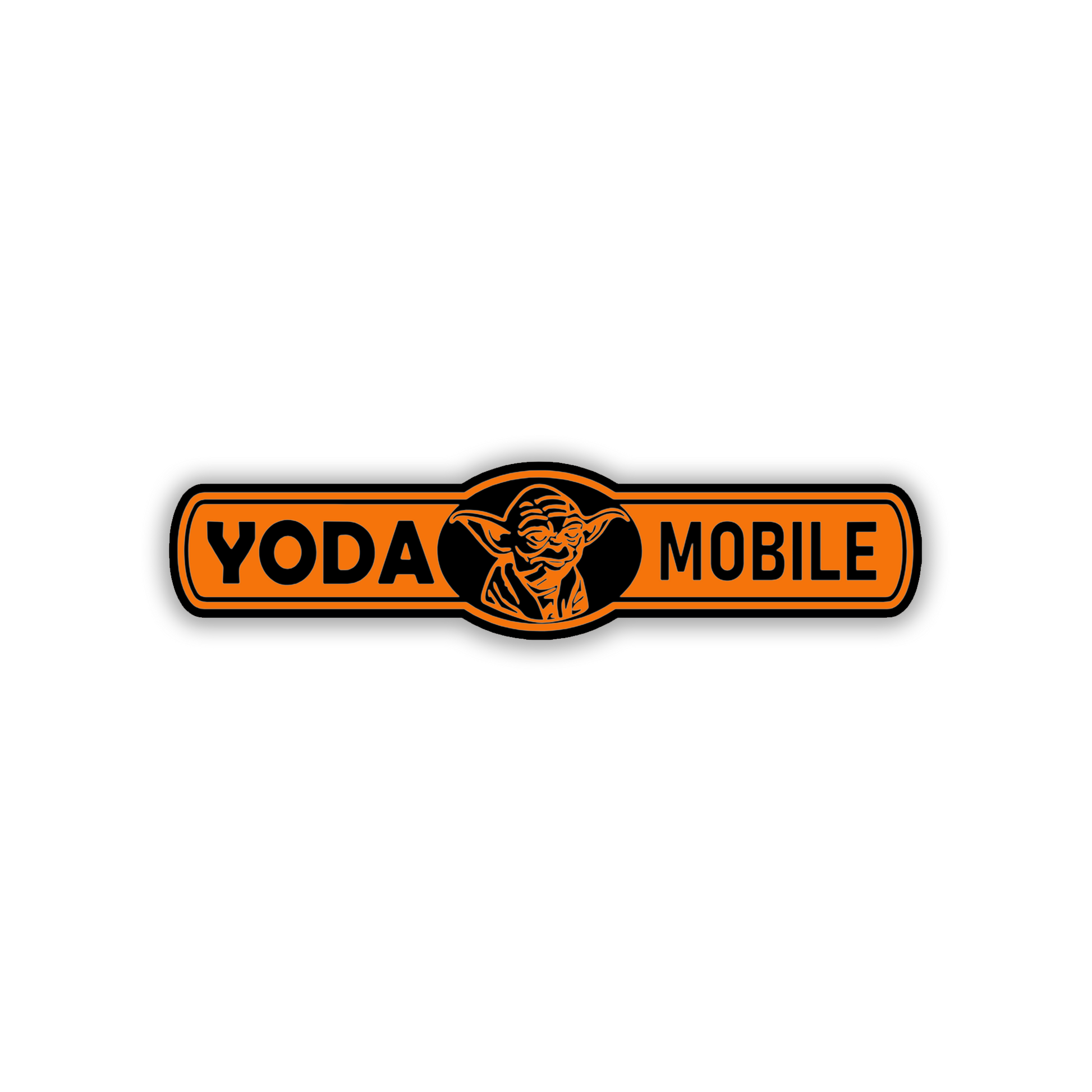 Yoda Mobile novelty vehicle badge with bold black lettering