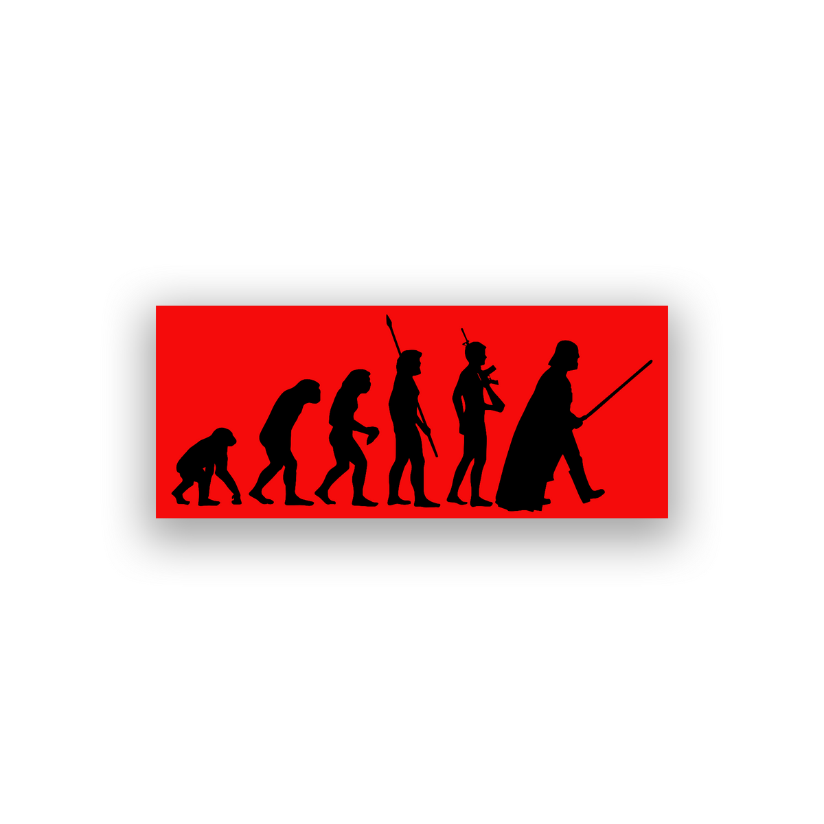 Engraved car badge design with progression silhouettes and a Darth Vader inspired character at the end