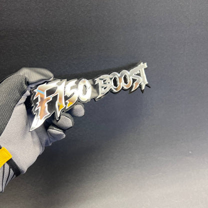 Custom F150 Boost car emblem designed for Ford F-150 truck exterior styling