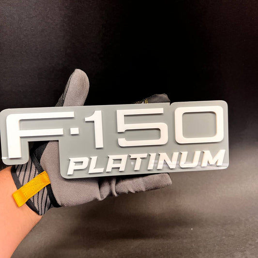 White F-150 PLATINUM car emblem badge for exterior truck styling