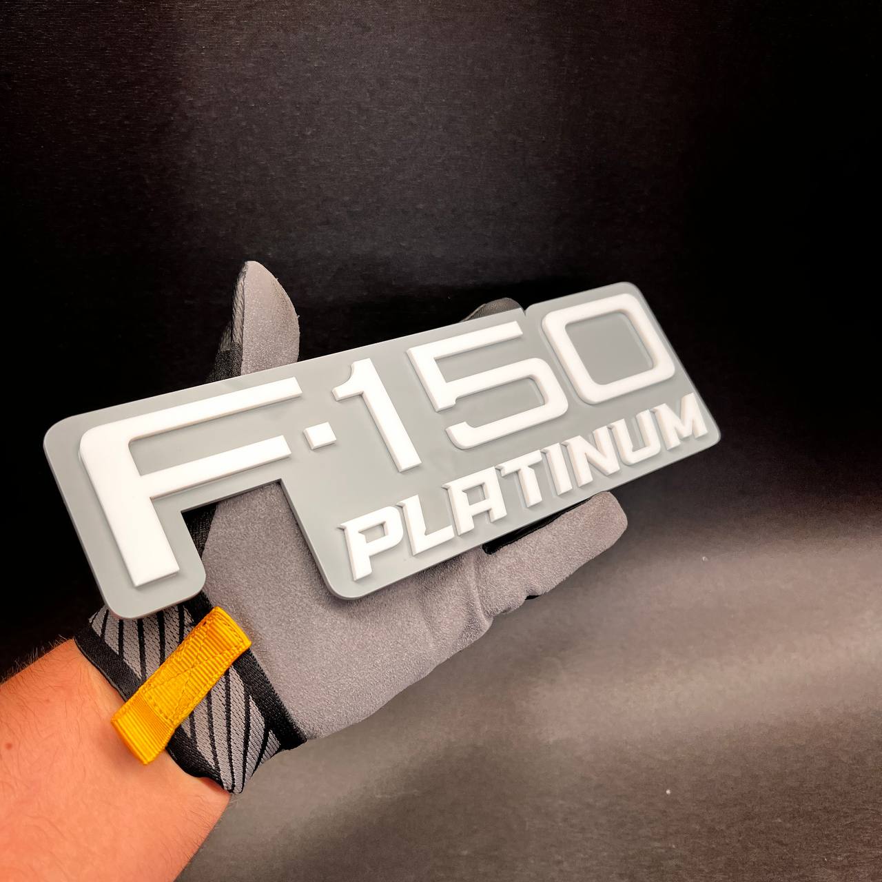 Custom F-150 PLATINUM truck exterior decal with layered white lettering