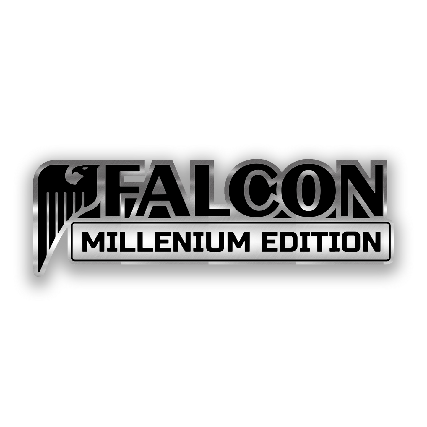 Falcon Millenium Edition 1PC Car Badge Fender Emblem Brushed Silver Truck Exterior Decal