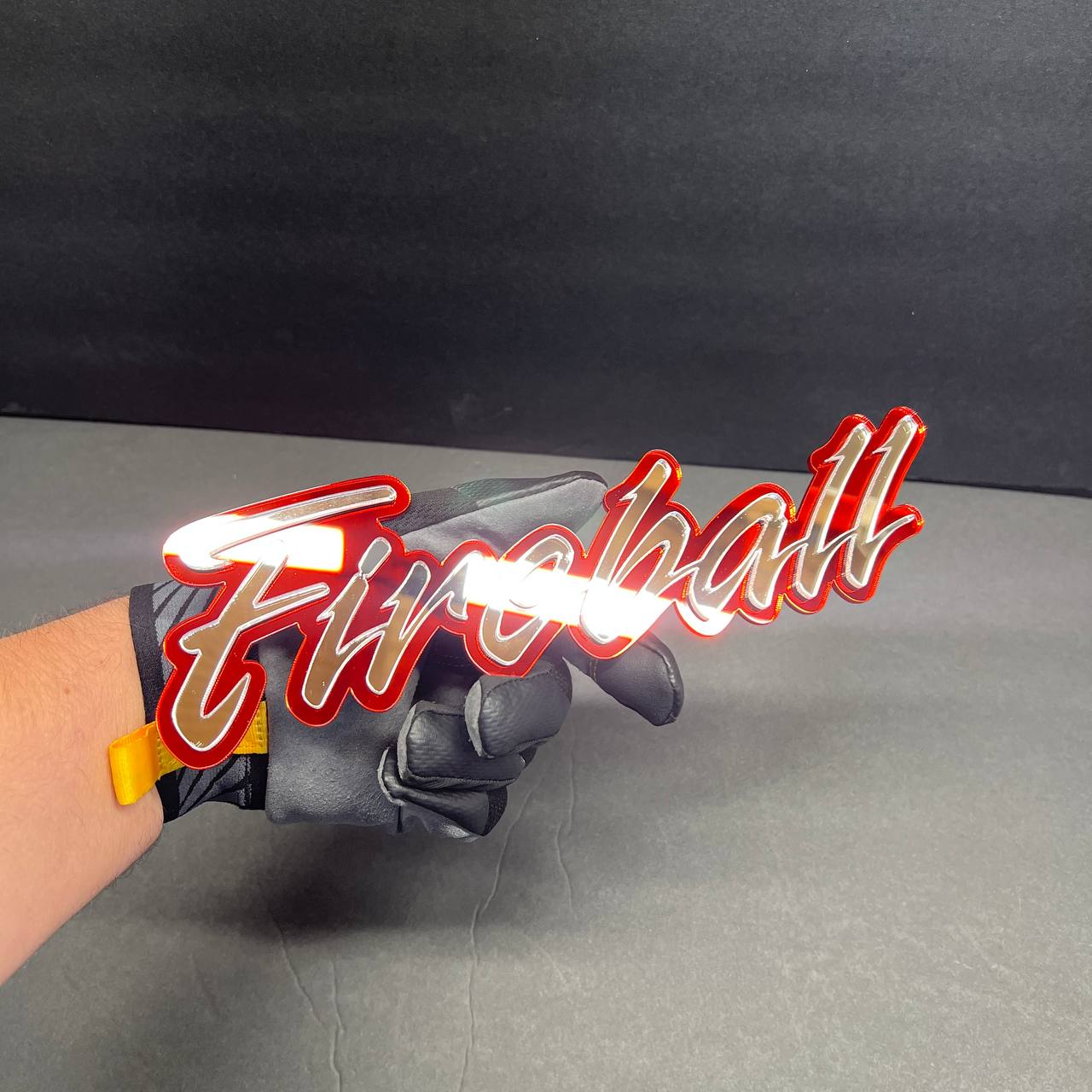 Glossy Fireball nameplate badge for automotive exterior customization