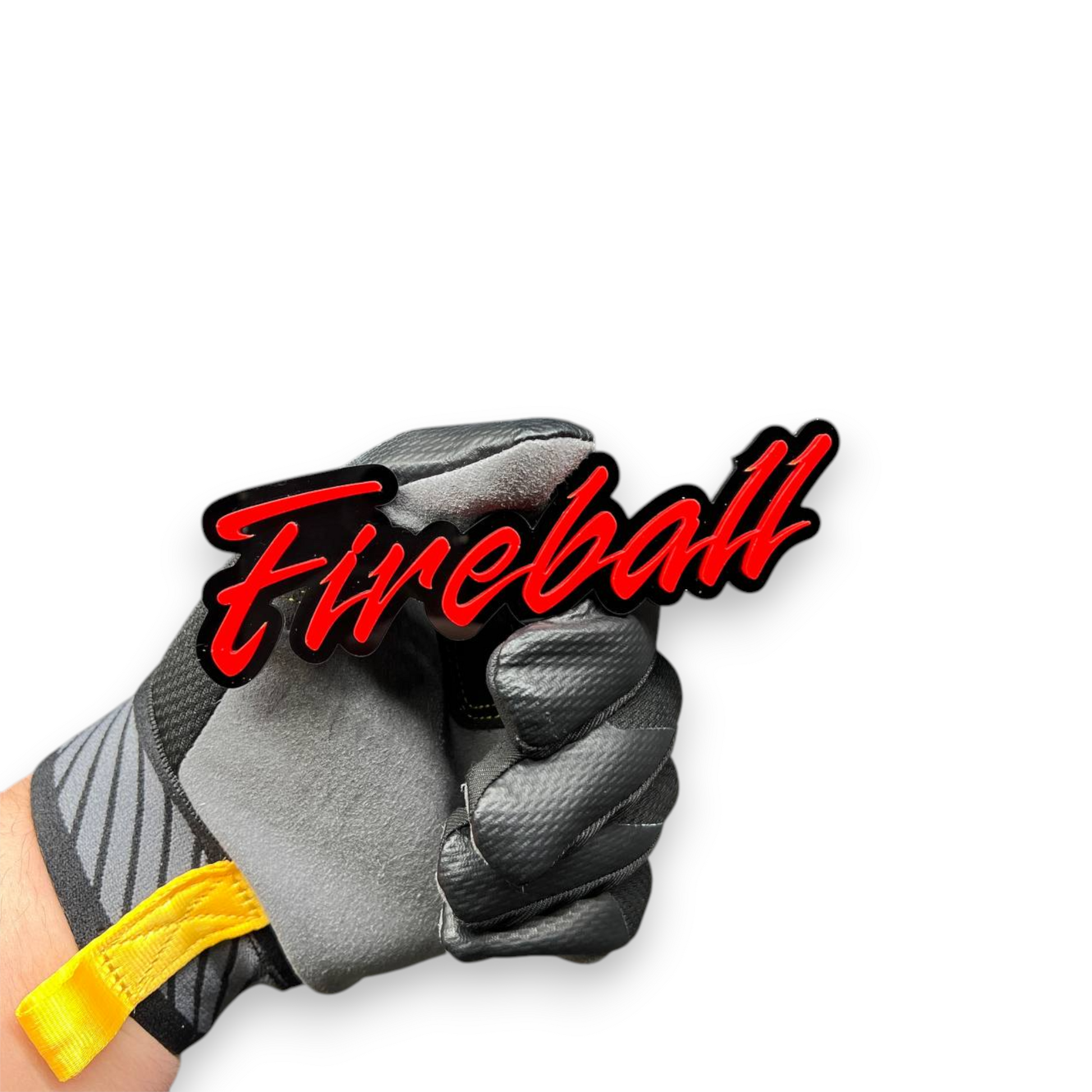 Performance style Fireball script emblem for truck tailgate and car fender applications