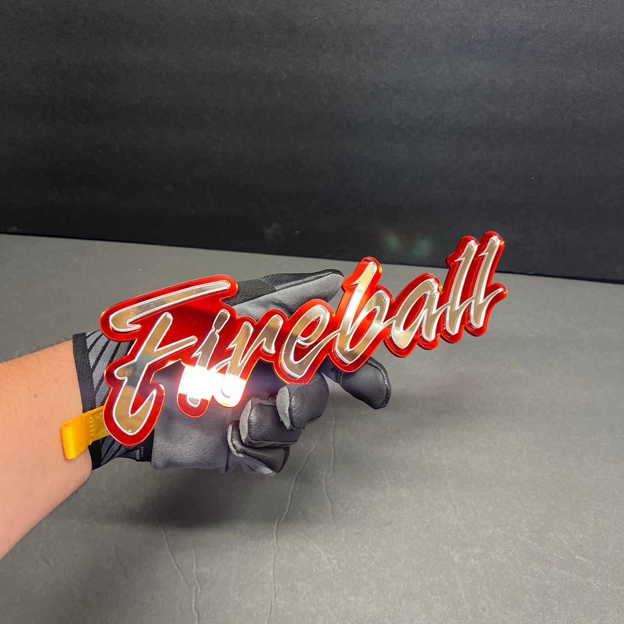 Custom text Fireball car emblem for hood, tailgate, and side panel styling