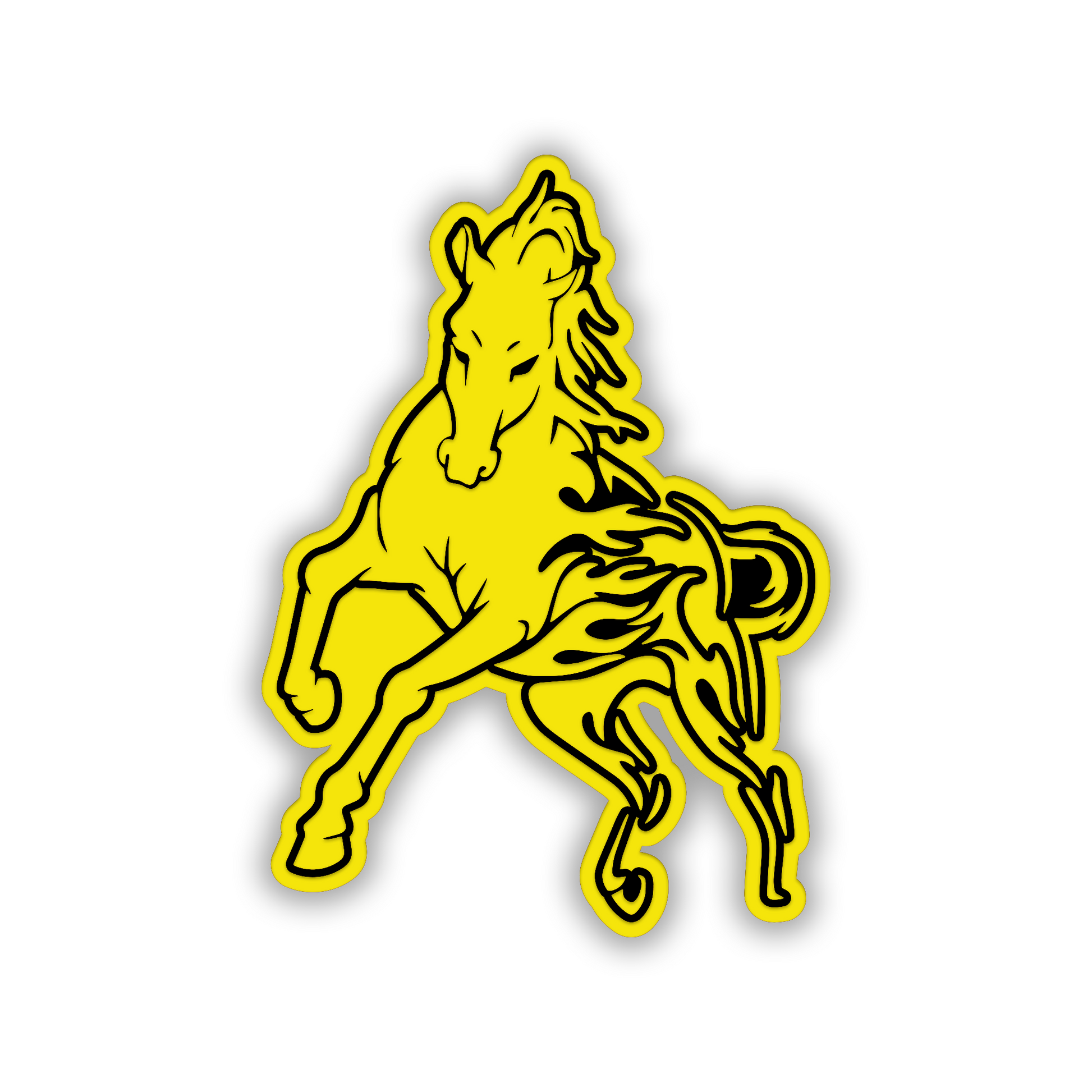 Engraved Flame Horse car fender emblem with detailed racing inspired design