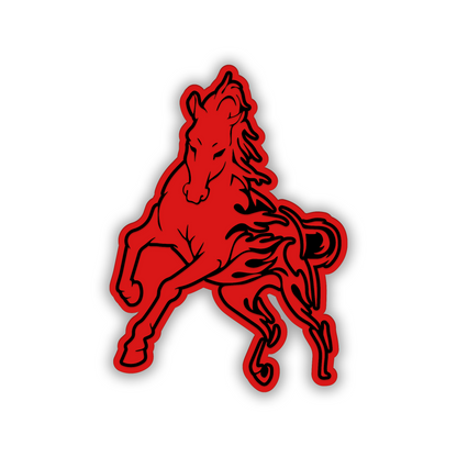 Silver and black Flame Horse automotive badge for fender or body panel
