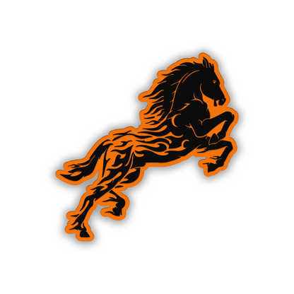 Flaming Horse automotive emblem with aggressive stallion artwork for car exterior