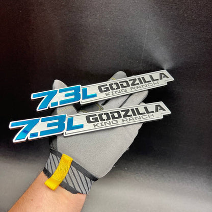 Layered 7.3L Godzilla King Ranch badge for vehicle fender or tailgate