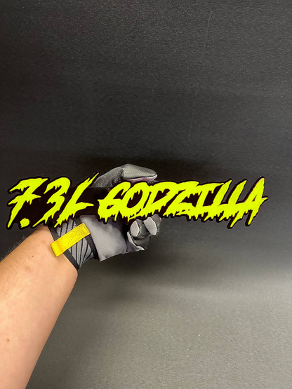 7.3 Godzilla drippy car badge with aggressive Ford Super Duty inspired style