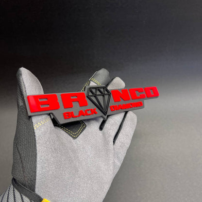 Personalized Bronco Black Diamond truck badge with durable weather-resistant finish.