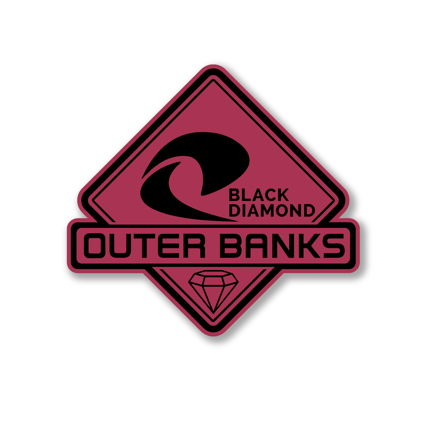 Premium custom color Outer Banks Black Diamond car emblem for exterior vehicle styling.