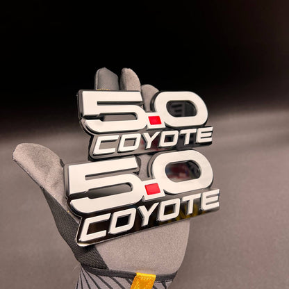 Coyote 5.0 V8 Ford Mustang car badge exterior emblem